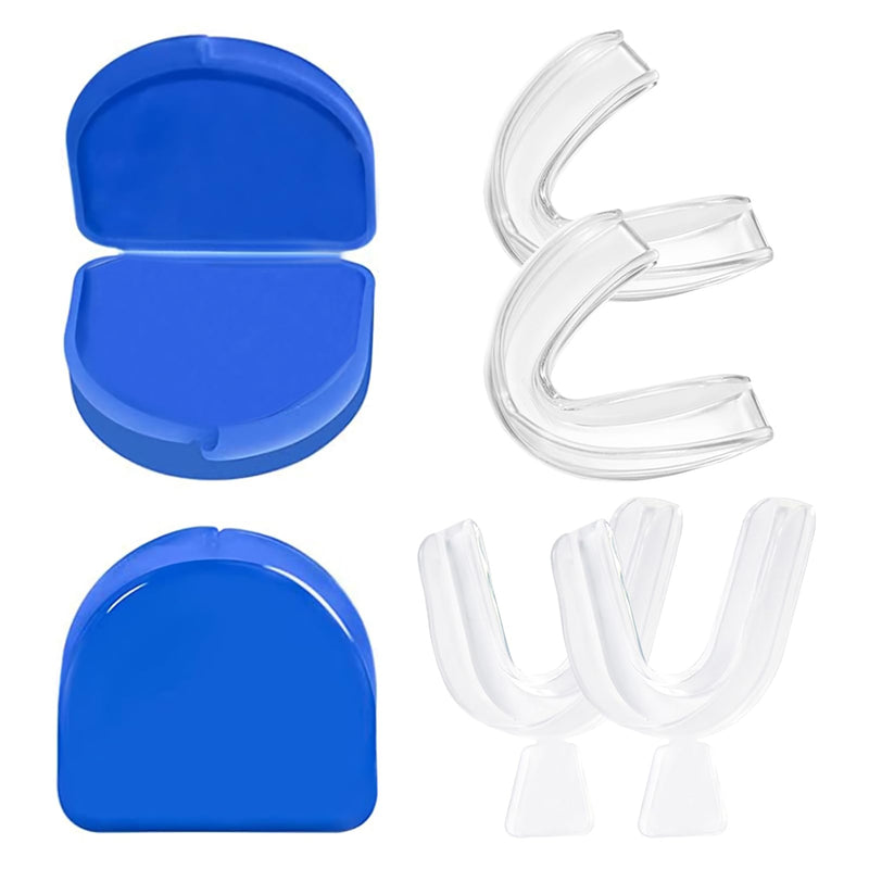 [Australia] - 2PCS Teeth Whitening Trays Kits Mouth Guards, 2 Anti Grinding Mouth Guards and 2 Tooth Boxes, Thermoform Moldable Teeth Whitening Tray, Mouthguards for Stop Teeth Clenching Grinding Bruxism at Night 