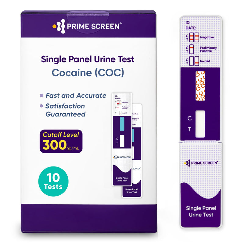 [Australia] - Prime Screen Cocaine Urine Test Card - Detect COC in Urine with 300 ng/mL Cutoff Level - Single Panel Drug Test Kit - 10 Pack 
