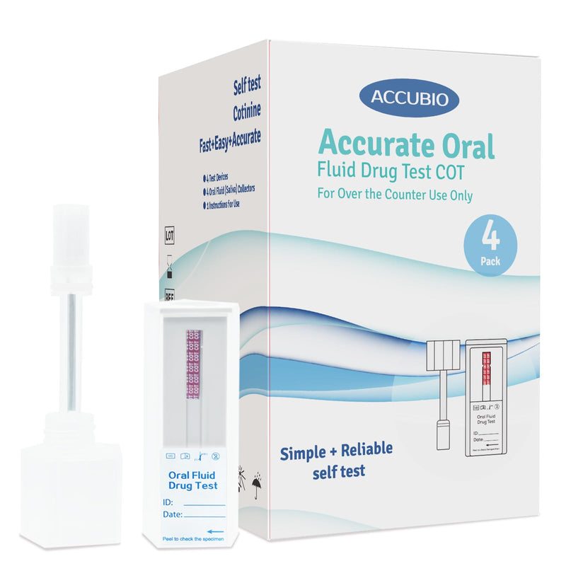4 Pack Oral Fluid Drug Test COT，Cotinine Test for Men & Women, Single Panel Oral Nicotine/COT Test at Home, Highly Sensitive and Accurate, Cut-Off Level at 30 ng/mL 4 Count