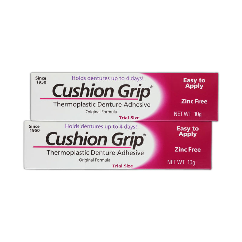 [Australia] - Cushion Grip Denture Adhesive, Trial Size 0.35 oz (Pack of 2) ‚Äì Long-Lasting, Glue-Free Thermoplastic Formula for a Comfortable & Secure Fit Up to 4 Days 