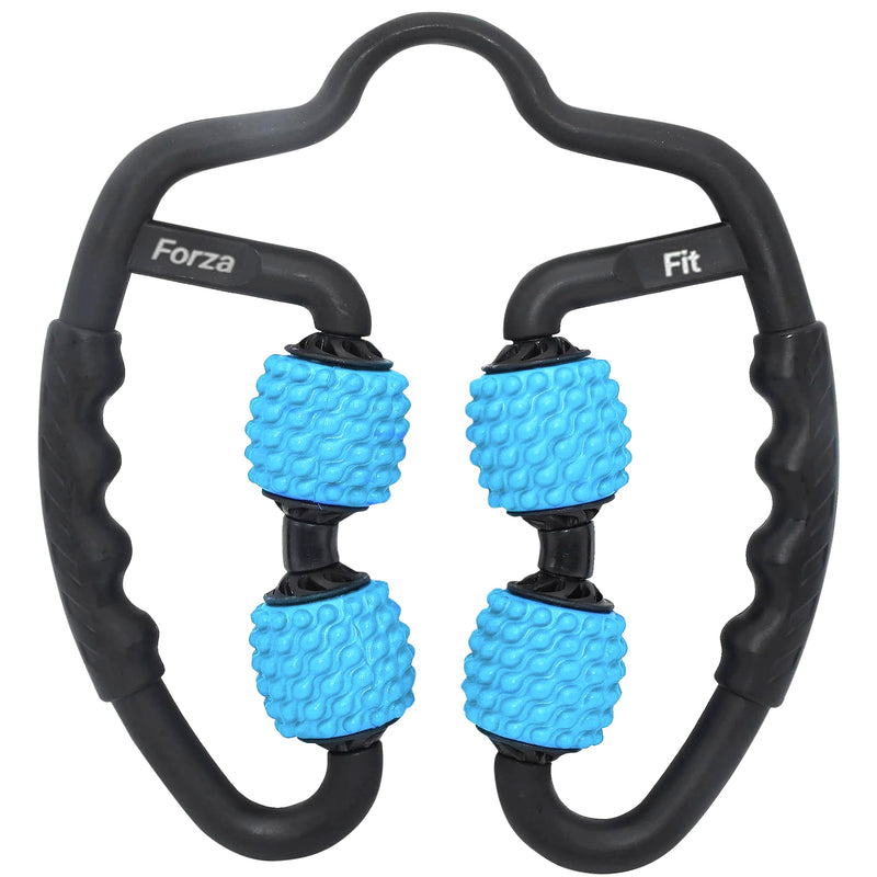 [Australia] - Forza Fit All-in-One 4-Wheel Massage Roller – Deep Tissue Relief for Legs, Arms, Neck & More | Ideal for Sore Muscles, Tendonitis, Carpal Tunnel & Cellulite Recovery (Blue & Black) Blue 4-ROLLER 