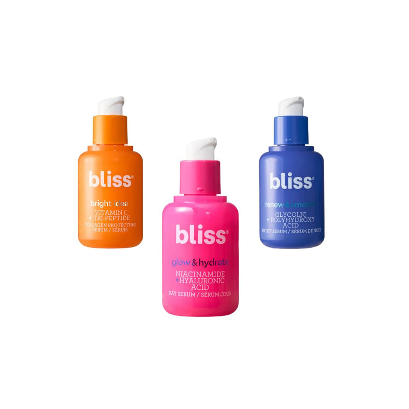Bliss Radiant Serum Trio - Vitamin C Brightening Face Serum Set - Daily Use
