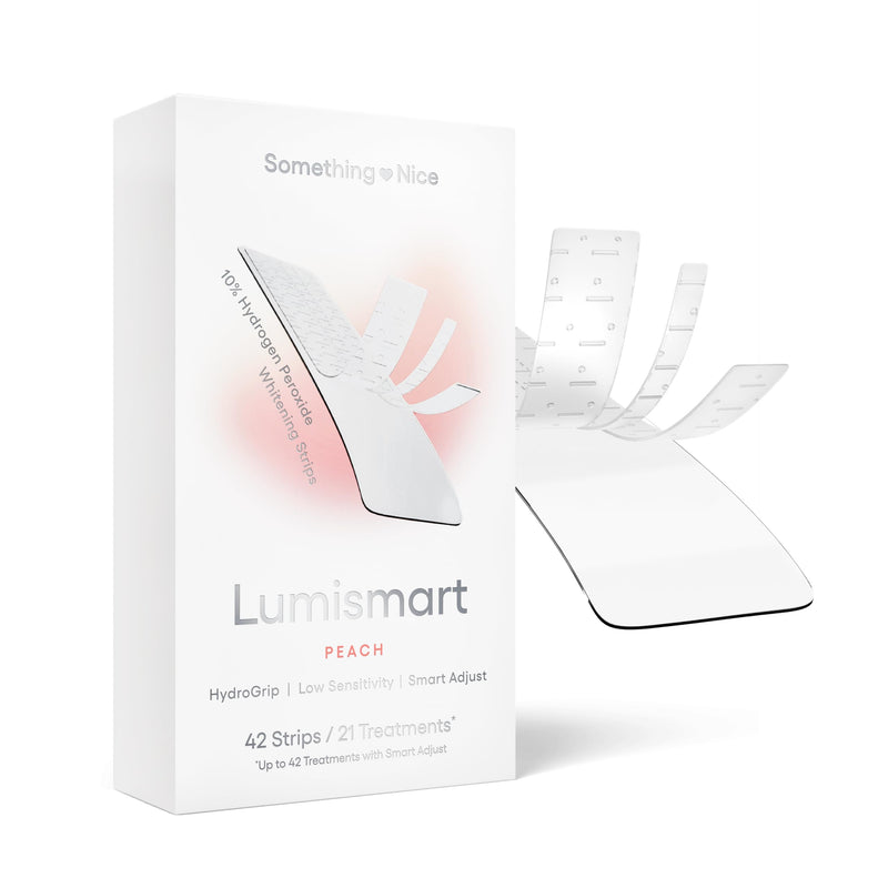 [Australia] - Something Nice Lumismart Whitening Strips - Dentist-Designed, Enamel Safe, up to 42 Treatments with Smart Adjust - Teeth Whitening Strips in Peach for Sensitive Teeth 