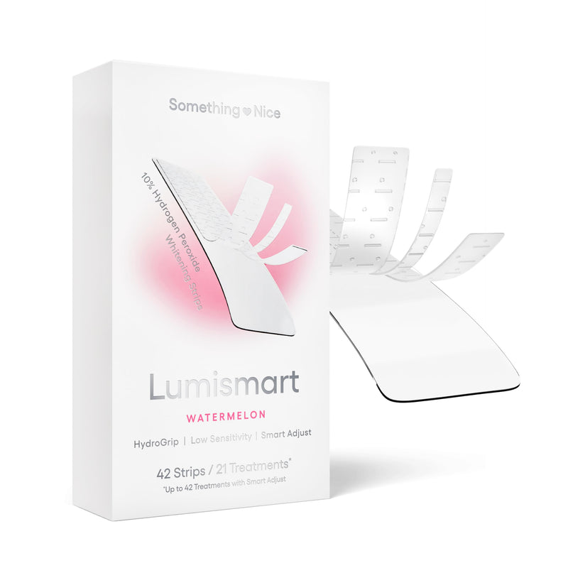 Something Nice Lumismart Whitening Strips - Dentist-Designed, Enamel Safe, up to 42 Treatments with Smart Adjust - Teeth Whitening Strips in Watermelon for Sensitive Teeth