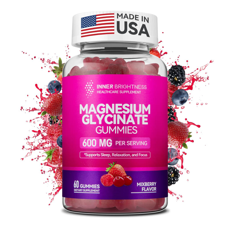 [Australia] - Magnesium Glycinate Gummies 600mg, Non-GMO, Gluten-Free, Magnesium Gummies for Adults & Kids, Sleep, Relaxation & Focus, Mixed Berry Flavor, 60 Count 60 Count (Pack of 1) 
