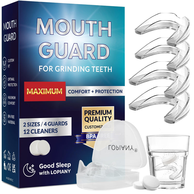 [Australia] - Mouth Guard for Grinding Teeth at Night, Night Guards for Teeth Grinding, Mouthguards for Grinding of Teeth, Mouth Guard for Sleeping with 12 Cleaning Tablets 