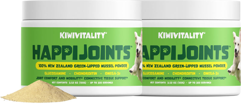 Green Lipped Mussel Powder for Dogs & Cats - Premium Hip & Joint Support for Joints, Tendons, Ligaments (200 Grams, Up to 600 Servings) 2-Pack - PawsPlanet Australia