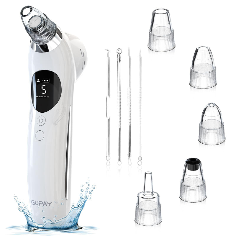 Blackhead Remover Vacuum Facial Pore Cleaner Electric Comedone Whitehead Extractor 5 Suction Probes and 5 Suction Levels Rechargeable Black Heads Remover Tools for Women & Men Facial Skin Care (white)