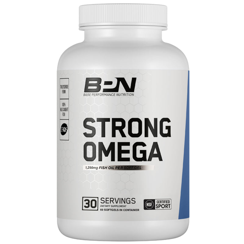 [Australia] - BARE PERFORMANCE NUTRITION, BPN Strong Omega Fish Oil Soft Gel, 1290mg Fish Oil per Capsule, Wild Caught Fish, Sustainably Sourced, IFOS Certified, 30 Servings 