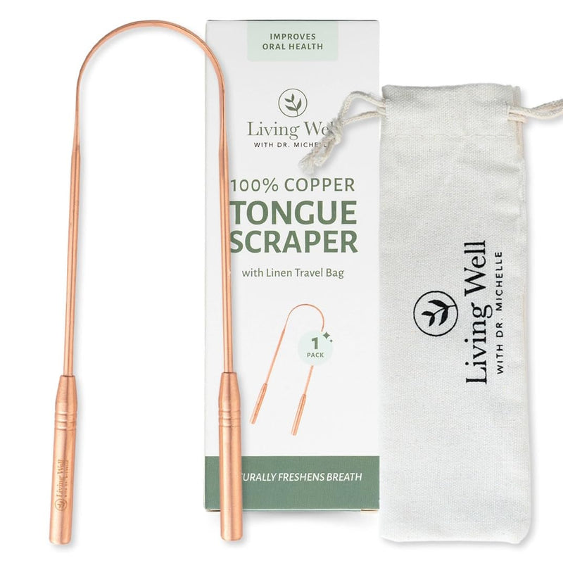 [Australia] - Copper Tongue Scraper - Premium Metal Tongue Cleaner for Adults & Kids - Eliminate Bad Breath & Enhance Oral Hygiene - Includes Travel Bag 