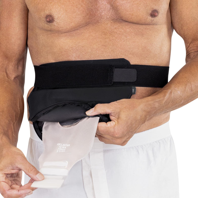 [Australia] - Vive Ostomy Belt for Men & Women - Adjustable Belt for Colostomy, Ileostomy, Urostomy, Ostomy Supplies - Waterproof & Odorless Abdominal Bag Cover - Stoma Guard (Black) Black 