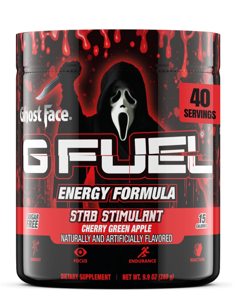 [Australia] - G Fuel Ghost Face Energy Drink Powder, Pre Workout Caffeine Mix for Gaming, Sugar Free Focus Amino, Vitamin + Antioxidants, 9.9oz (Cherry Green Apple, 40 Servings) Cherry Green Apple 