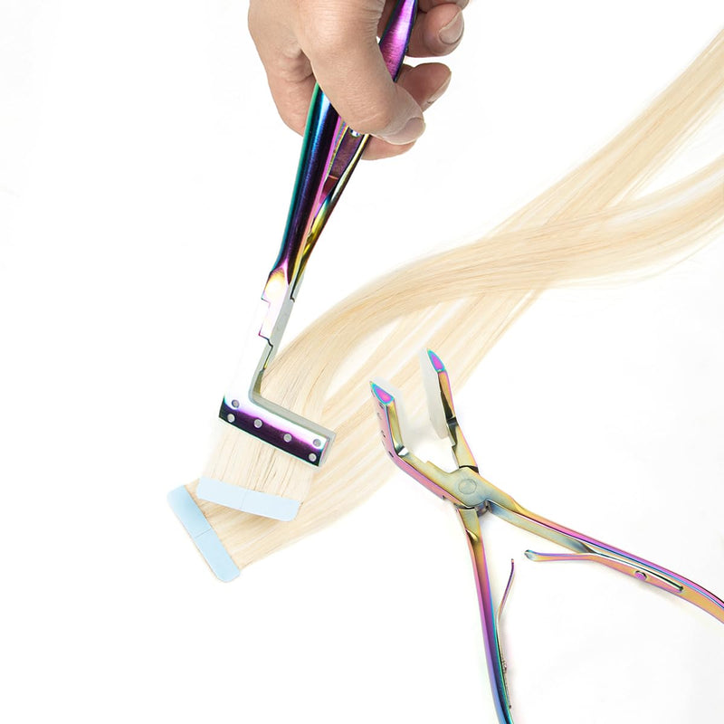 [Australia] - Isheeny Tape In Extensions Tool, Tape in Pliers Professional Flat Surface Sealing Hair Extension Plier Tools for Hair Stylists, Apprentices, DIY Hair, Salon Tools & Hair Accessories 7 Inch Rainbow 