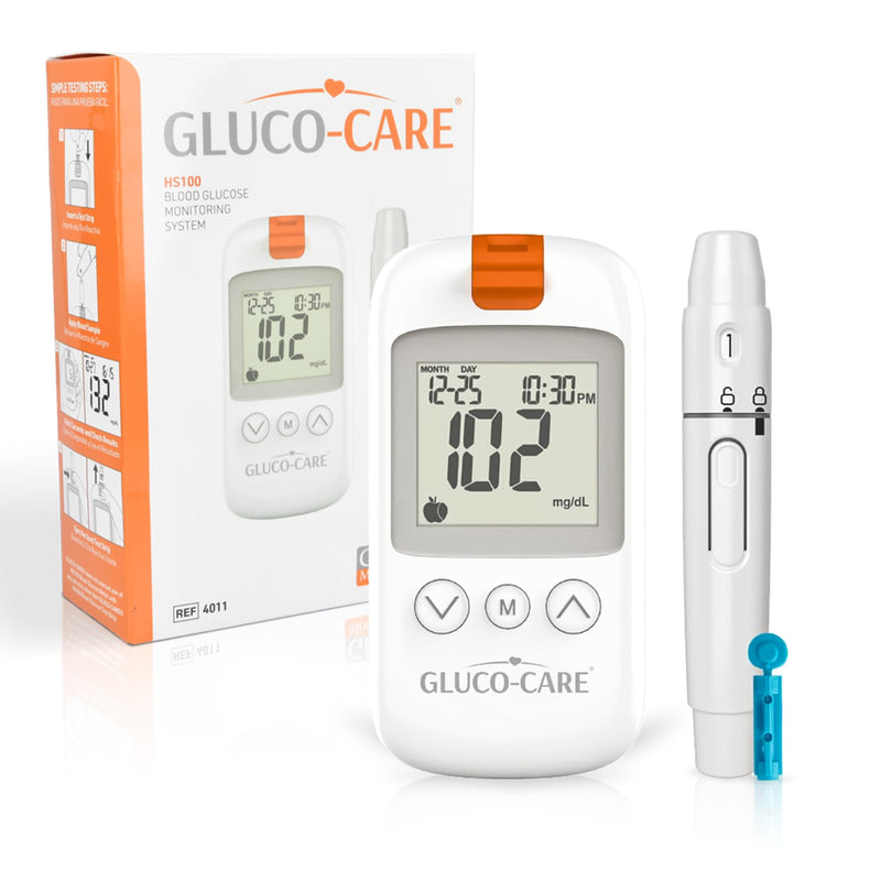 Glucose Meter & Test Kit - White, Sleek Design with Clear & Large Display, 500 Memory, 5 Sec Results, Auto Coding, Sugar Level Monitor Kit for All: Young, Adults, Seniors & Caregivers Glucometer