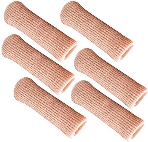 [Australia] - SOHLER 6 Packs Closed Toe Caps Finger Covers Sleeve Protectors, Elastic Fabric Lined with Soft Gel (Medium 9/16"x 2-1/2") Medium 9/16"x 2-1/2" 