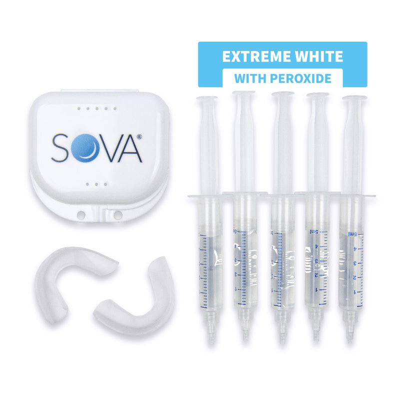 [Australia] - SOVA White - Teeth Whitening Kit - Includes 2 Custom-Fit Trays, 5 Whitening Gel Applicators & Protective Case - Peroxide for Extreme Whitening - BPA, Latex, Phthalates & PVC Free 