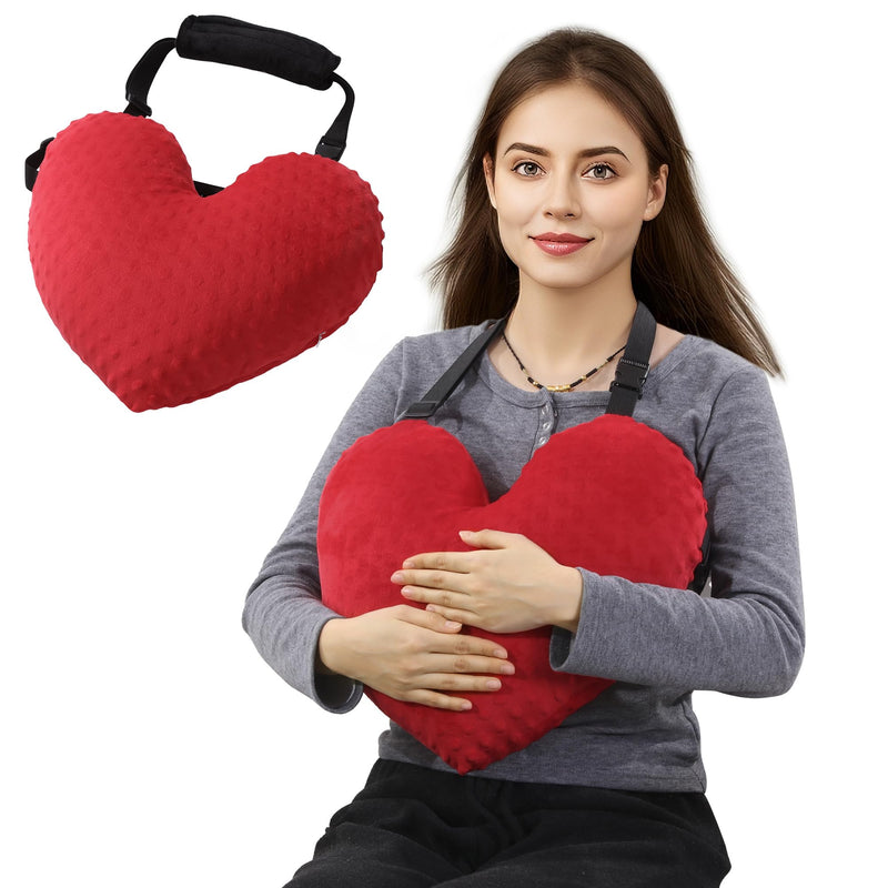 [Australia] - BALAPET Adjustable Heart Shape Pillow for After Heart Surgery, Soft Plush Open Heart Surgery Pillow for Heart Surgery Recovery, Chest Pillow with 2 Fixed Straps for After Heart Surgery Gifts(Red) Red 