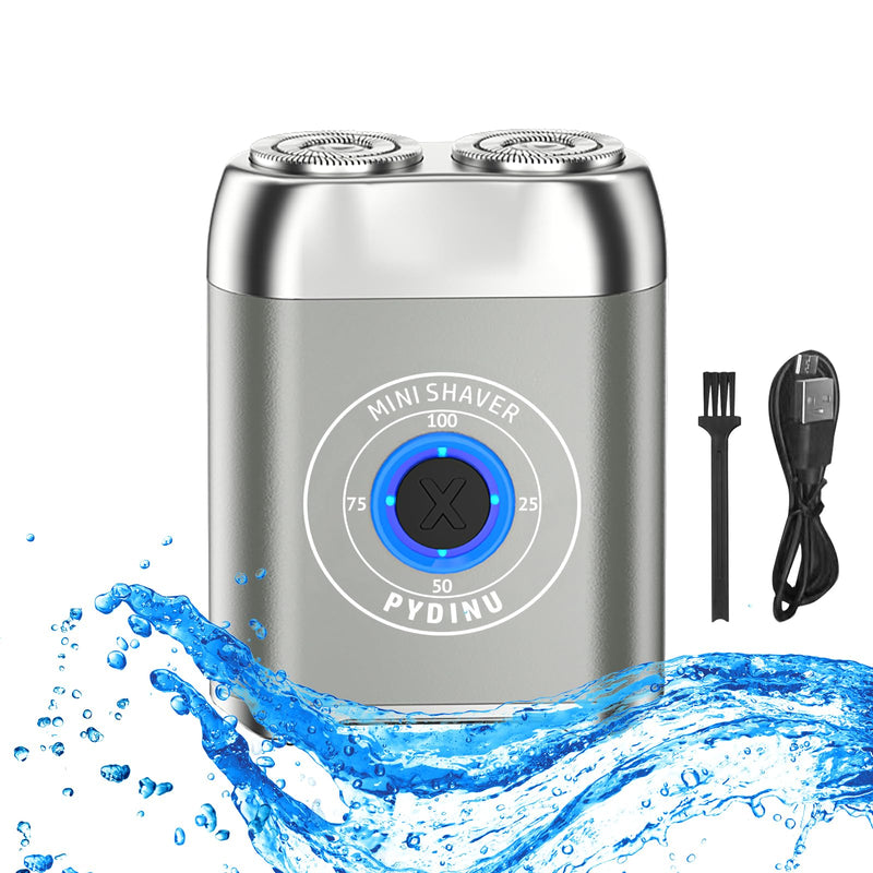 [Australia] - Mini Electric Shaver, 2025 New Upgrade Pocket Dual-Head Electric Shaver, Travel Portable Beard Trimmer for Men, Waterproof Mini Razor, USB C Rechargeable (Silver) Silver 
