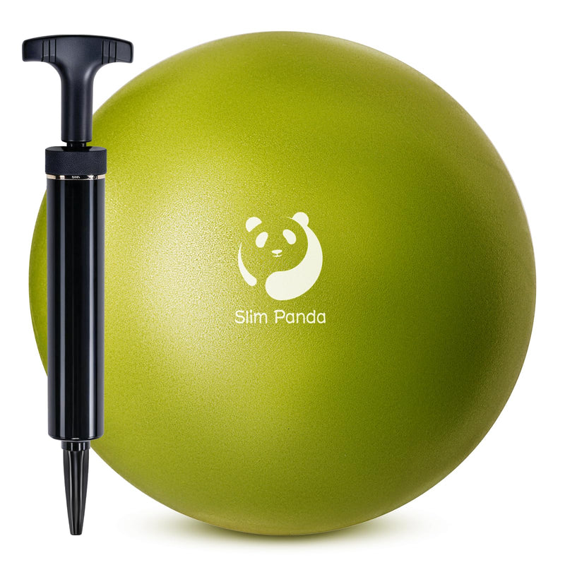 [Australia] - Slim Panda Pilates Ball with Pump, 9 Inch Small Exercise Ball, Anti Burst Mini Yoga Ball for Stability, Workout, Barre, Core Strength, Physical Therapy, Balance, Stretching Olive-Green 