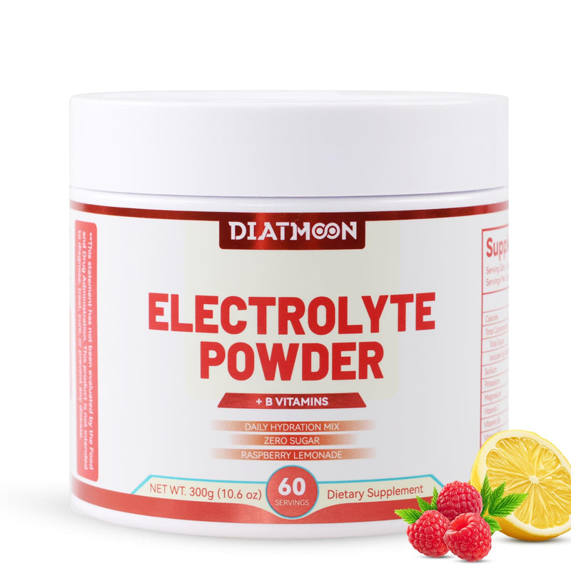 Electrolytes Powder No Sugar, with B-Vitamins and Minerals – 60 Servings | Sugar-Free, Keto Friendly, Hydration Drink Supplement - Raspberry Lemonade Flavor