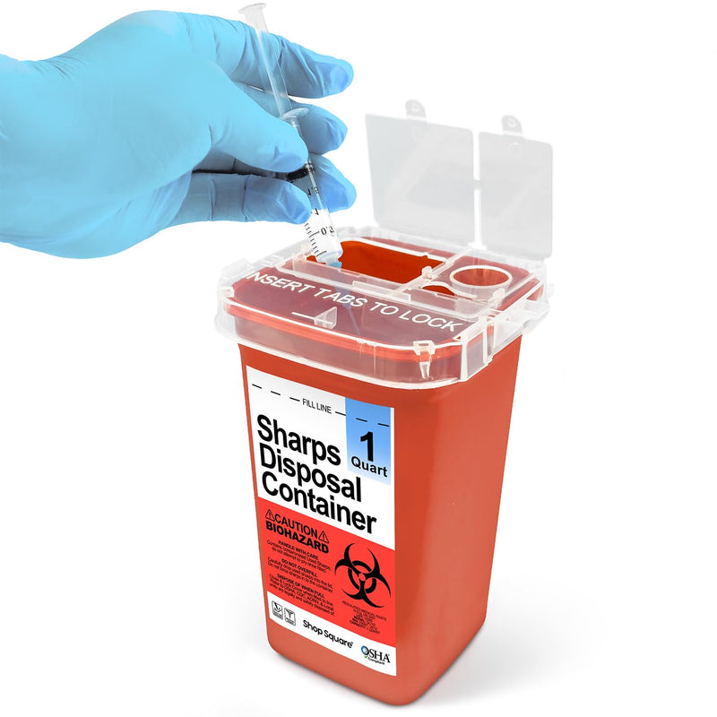 [Australia] - Sharps Containers for Home Use - 1 Quart (1-Pack) Biohazard Syringe and Needle Disposal Containers - Small Sharps Box for Travel and Professional Use 