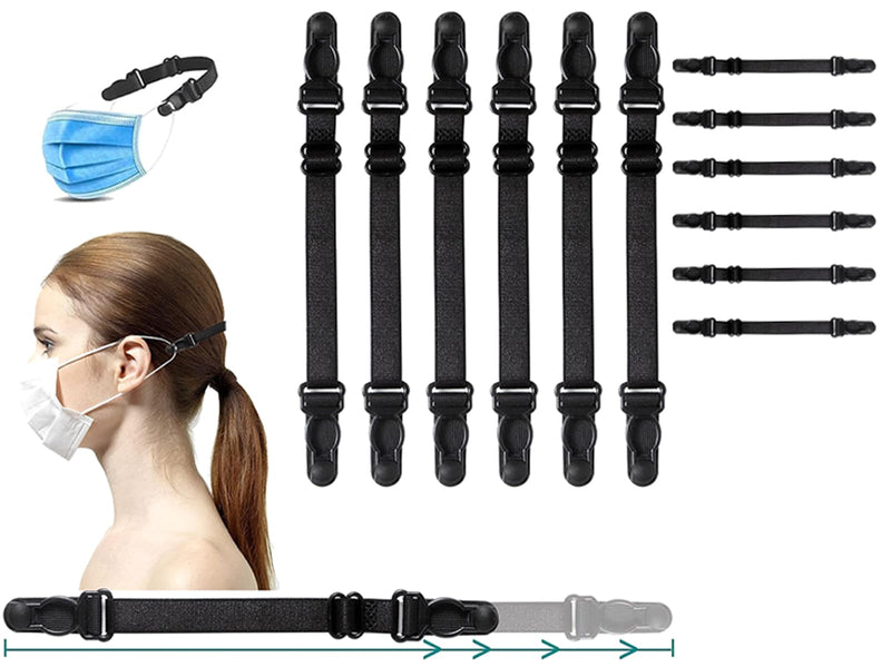 [Australia] - 12 PCS Mask Holder Mask Ear Saver, Face Mask Extender Strap, Face Mask Holder to Protect Ears, Mask Straps for Back of Head, Adjustable Ear Savers for Face Masks 