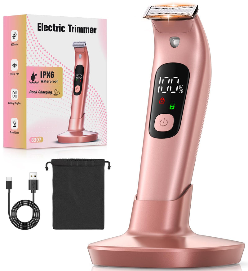 [Australia] - Electric Razors for Women, IPX6 Waterproof & Skin-Friendly Electric Shaver for Women, Rechargeable Women's Electric Razor with USB Charge Dock, Trimmer for Women for Legs, Body, Arm, Face 