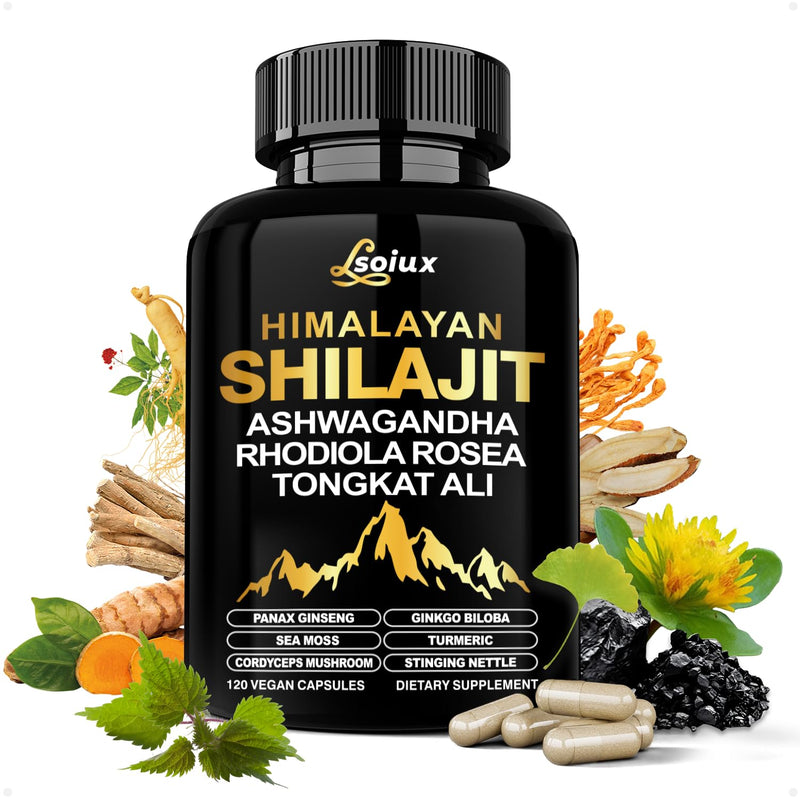 [Australia] - Shilajit for Men & Women - 10-in-1 Pure Himalayan Shilajit Capsules with Organic Ashwagandha | Rhodiola Rosea | Tongkat Ali Supplements for Lmmune Support, Energy & Endurance, Stress Less - 120 120 Count (Pack of 1) 