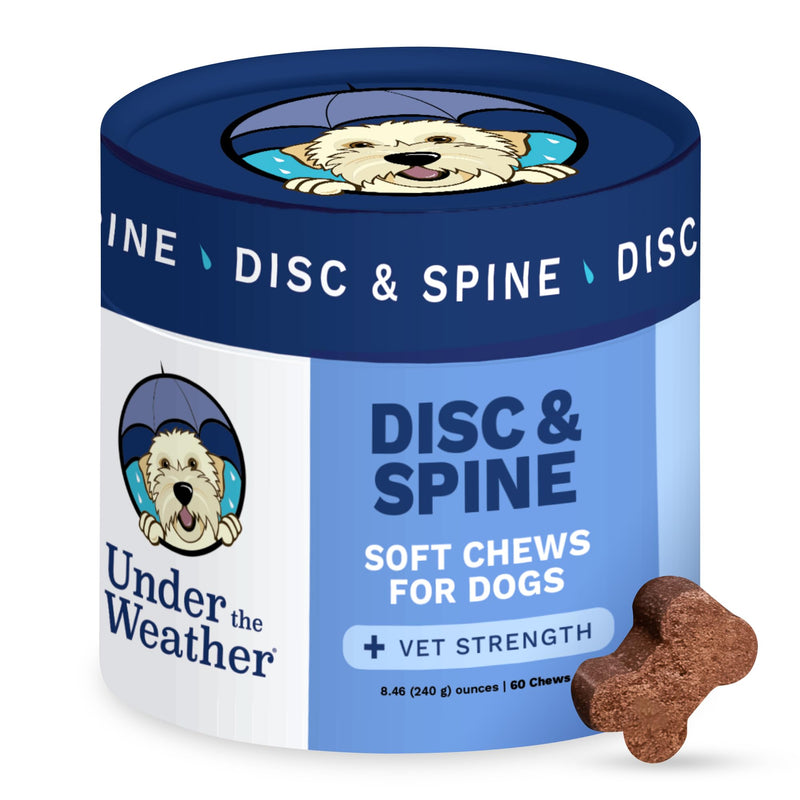 Under The Weather Pet Disc & Spine Health Chews for Dogs | Vet Formulated Dog Chews Spinal Disc Support Supplement | Ideal for Pugs French Bulldogs Dachshunds & Long-Backed Breeds with IVDD | 60 Count - PawsPlanet Australia