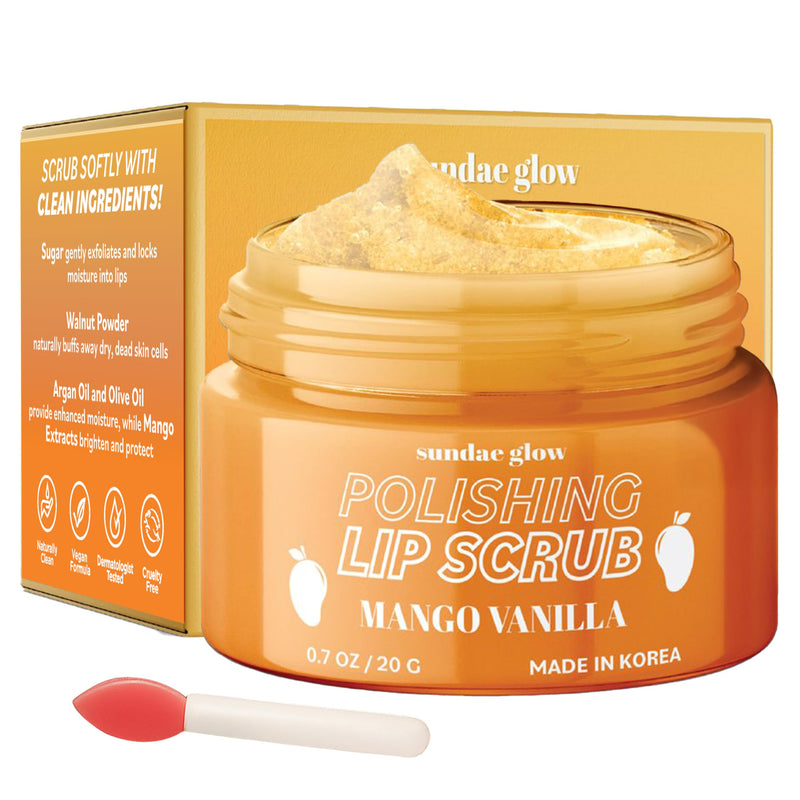 [Australia] - Lip Scrub with Mango Vanilla ‚Äì Exfoliates, Hydrates & Repairs ‚Äì Smooths, Softens & Revitalizes Dry Lips ‚Äì Dermatologist Tested, Korean Skin Care ‚Äì Clean Beauty, Cruelty-Free ‚Äì 1 Pack 
