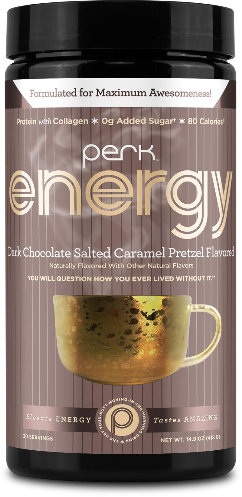 [Australia] - Perk Energy Original Dark Chocolate Salted Caramel Pretzel (20 Servings) - Gluten Free, Soy Free, Peanut Free 