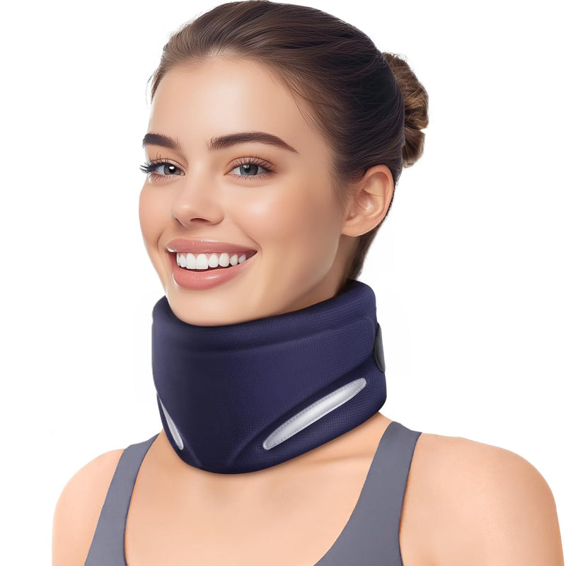 [Australia] - Ergonomic Neck Brace for Neck Pain and Support, Throat-Friendly V-Shape Cervical Collar with Dual Memory Foam for Comfort and Cervical Spine Pressure Relief, Vertebrae Stability (14.0" - 16.5") 