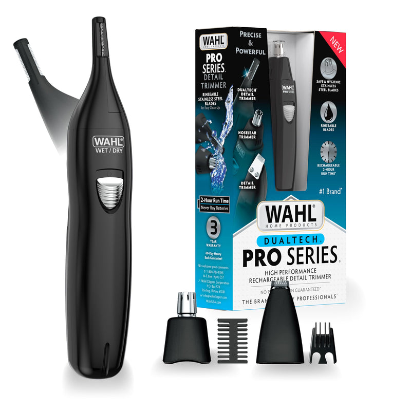 [Australia] - Wahl Pro Series® Rechargeable Eyebrow, Ear & Nose Hair Trimmer for Men – Painless DualTech® Eyebrow Trimmer & Facial Hair Removal Device – Model 3025656 