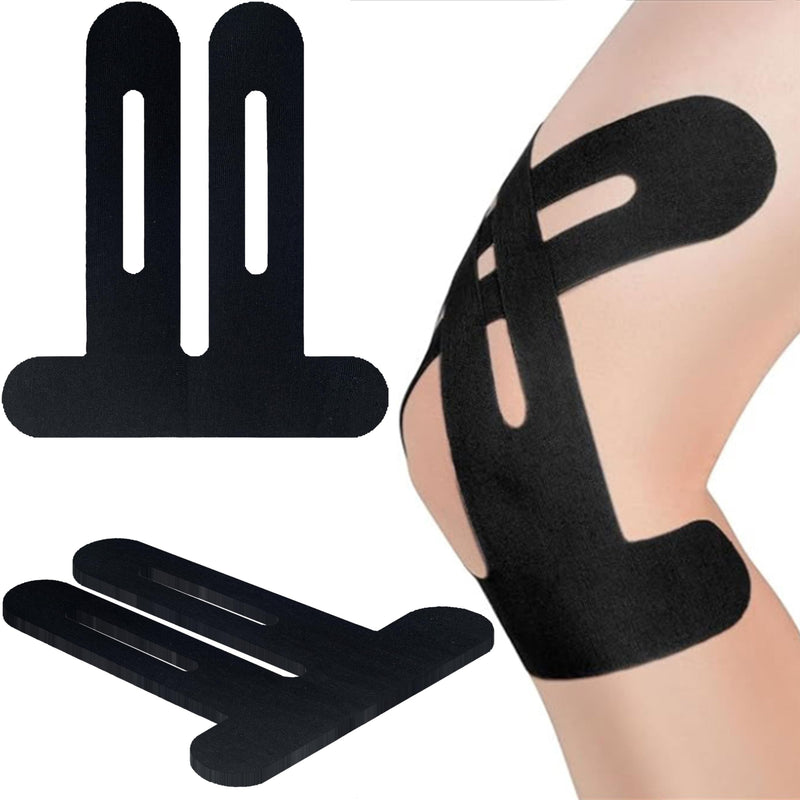 [Australia] - Precut Kinesiology Tape for Knees,12 Pcs ‚Äì Elastic Knee Support & Stability, Pain Relief ‚Äì Waterproof, Breathable, Hypoallergenic Athletic Tape (Black) 12 Count Black 