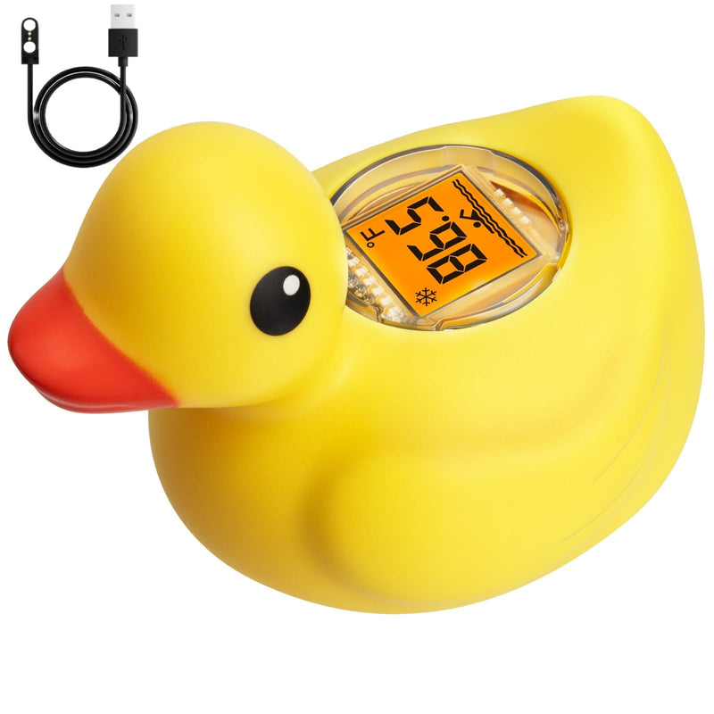 [Australia] - Rechargeable Baby Bath Thermometer Duck Digital Floating Shower Thermometer Fast Temperature Reading Safety Newborn Bath Time Toy by AXHHTVCGY 