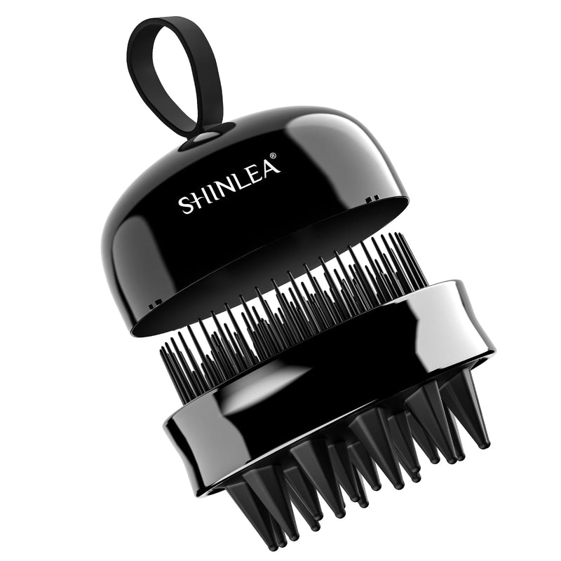 2 in 1 Scalp Massager Hair Growth,Scalp Scrubber with Soft Silicone Bristles for Dandruff Removal,Shampoo Brush for Exfoliation,Head Massager for Both Wet and Dry Use (Black) Black
