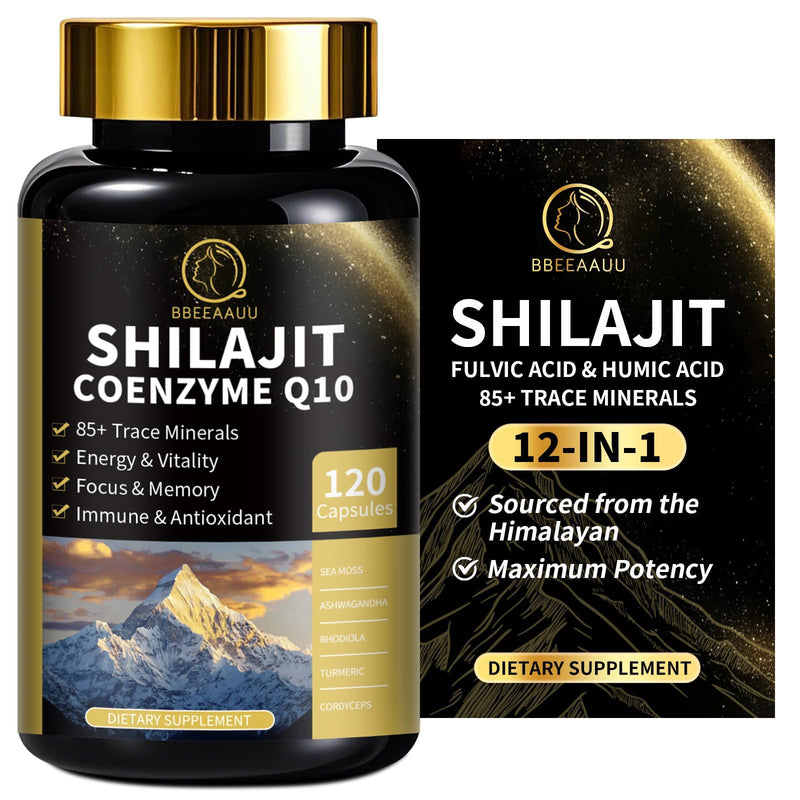 [Australia] - Shilajit for Men with Sea Moss & Ashwagandha,12 in 1 Himalayan Shilajit Supplements Capsules with Coenzyme Q10, Fulvic Acid & Humic Acid, Lion's Mane, Support Energy & Immunity, 120 Counts 120 Count (Pack of 1) 