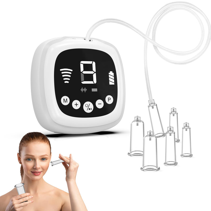 [Australia] - Electric Facial Cupping Therapy Set, 3-in-1 Cupping, Gua Sha & Massage Tool, 3 Cup Sizes for Face, Neck & Eyes, Anti-Wrinkle, Cellulite Reduction with 2 mode 9 Suction Levels 5 frequencies Facial Tool 