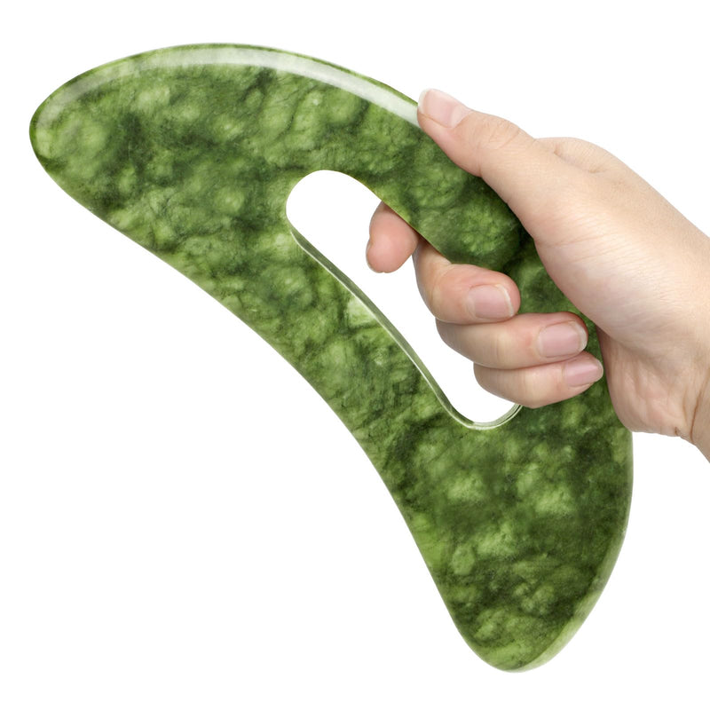 [Australia] - ideayard Large Jade Stone Gua Sha Massage Tool, Scraping Tool for Lymphatic Drainage, Body Sculpting for Muscle Scraping & Cellulite Reduction Green 