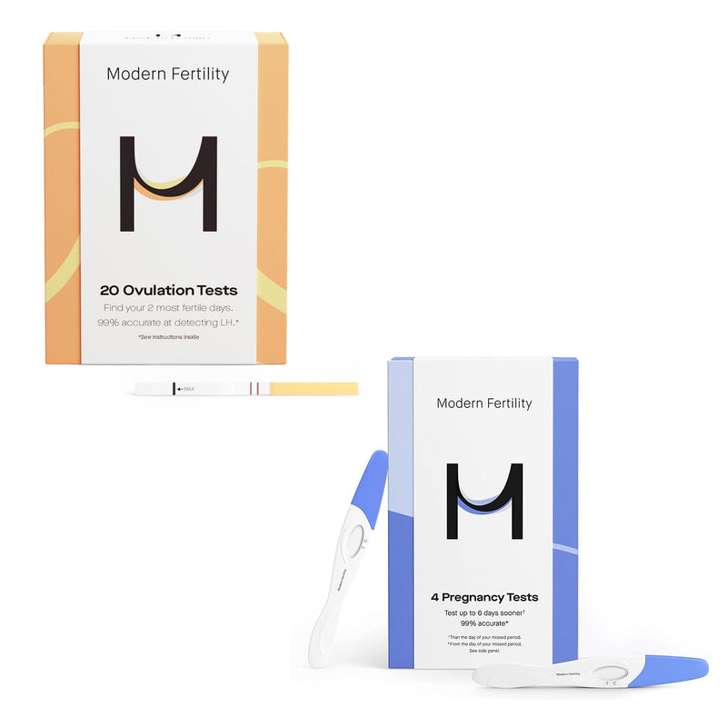 Modern Fertility Ovulation & Pregnancy Test Bundle, Identify Fertile Days, Predict Ovulation, and Detect Pregnancy Early, 20 Strips & 4 Tests