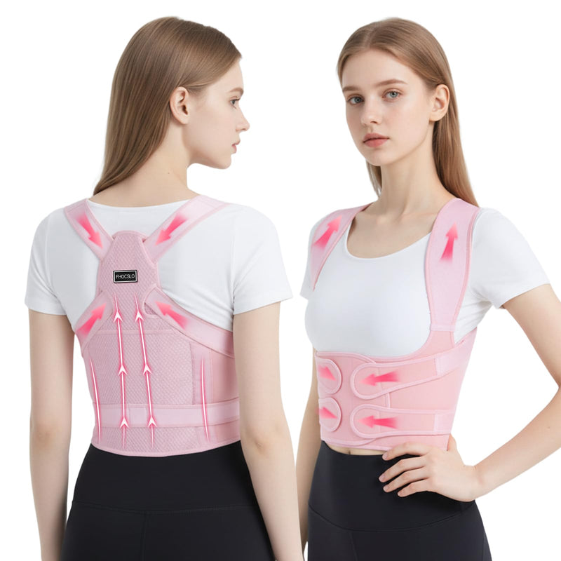Back Brace Posture Corrector for Women and Men, Full Back Support Straps Straightener, Hunchback Improve Posture-Shoulder, Lumbar and Upper Lower Back Pain Relief (Pink, S) Pink Small
