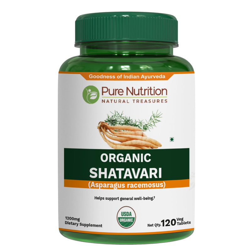 [Australia] - Pure Nutrition Organic Shatavari Tablets - 1200mg | 120 Count | USDA Organic | Promotes hormonal Balance & Female Reproductive Health | Non-GMO | Gluten-Free 