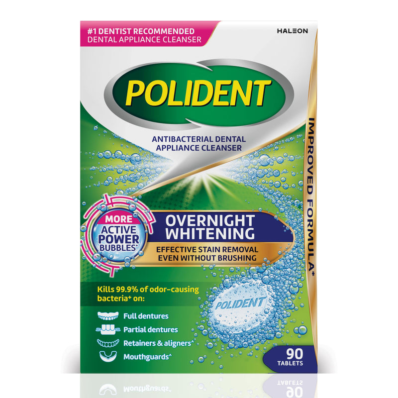 [Australia] - Polident Overnight Whitening Antibacterial Dental Appliance Cleanser Tablets, 90 Count 