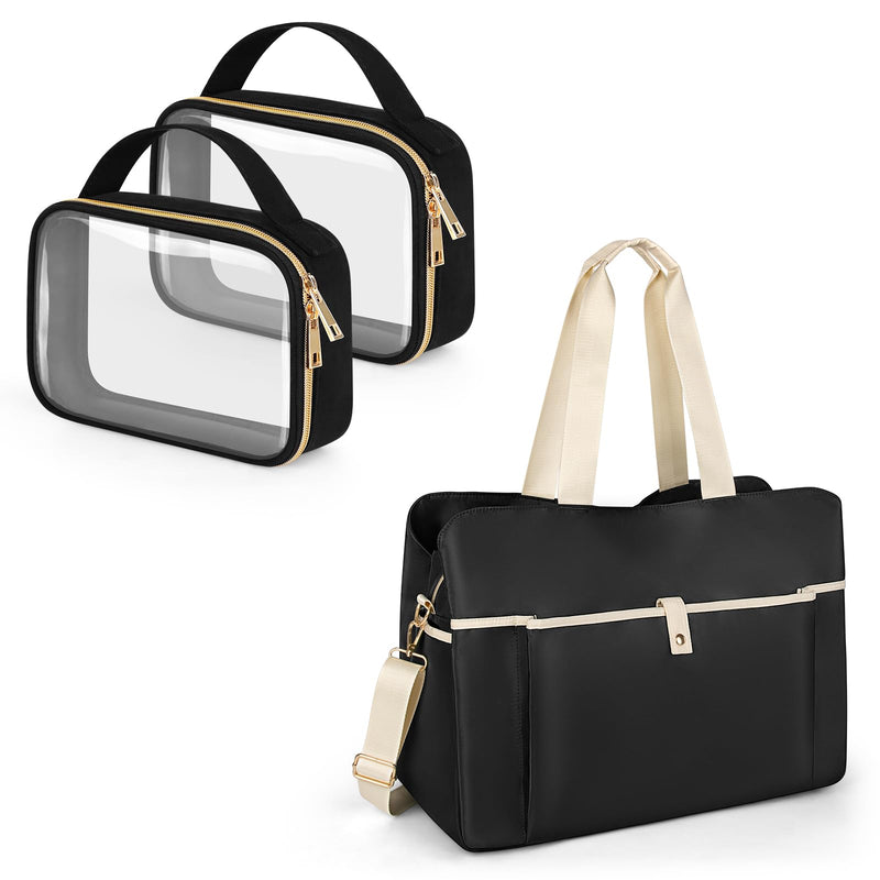 TSA Approved Toiletry Bag, 2 Pack Clear Makeup Bags with Handles，Weekender Bag for Women, Large Travel Duffel Bag, Portable Travle Bag Carry on Overnight Bag