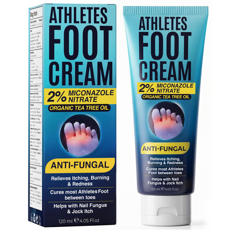 Athletes Foot Cream Antifungal for Cracked Heels, Dry Skin & Itchy Feet | Relieves Itching, Burning & Redness, Antifungal Treatment Helps with Nail Fungus, Jock Itch & Ringworm, Dry Skin, 4.05 oz