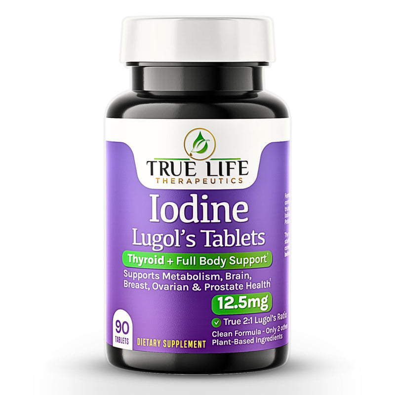 [Australia] - Lugol's Iodine Tablets 12.5mg x 90 ct - Reddish Brown Stable Iodine + Potassium Iodide Formula, Masks Bitter Liquid Taste, Thyroid Support, Detox, Breast Health - No Preservative, Non-GMO, Gluten-free 