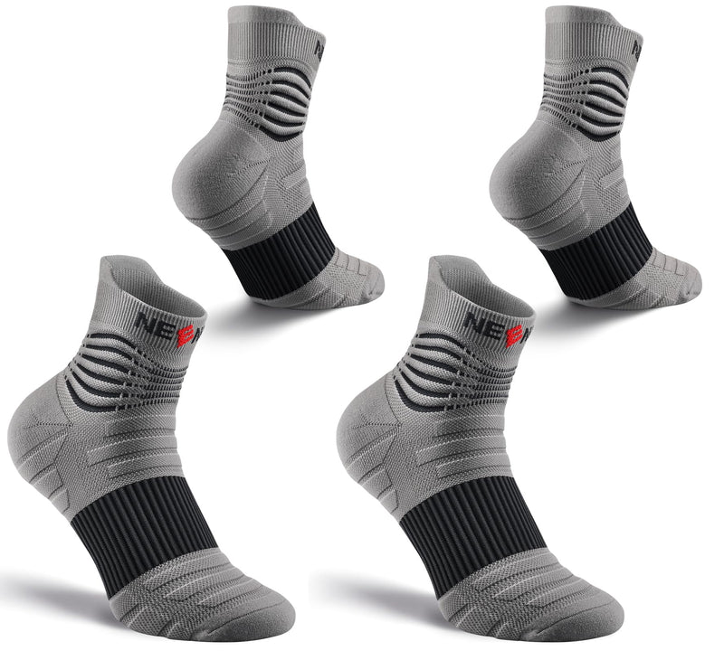 [Australia] - NEENCA Medical Compression Socks for Women & Men Circulation‚Äî2 Pairs, Ankle Compression Stockings for Pain Relief, Plantar Fasciitis, Swelling, Running, Nurses, Travel, Pregnancy, Flying. 20-30 mmHg Large Gray Black - 2 Pairs 
