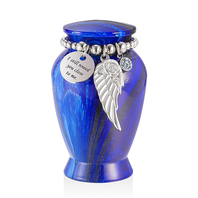 [Australia] - Dletay Small Urns for Human Ashes 2.85 Inch Mini Cremation Urns for Mom Dad Aluminum Keepsake Urns for Ashes Mini Keepsake Sharing Urns-Navy Blue Navy Blue 