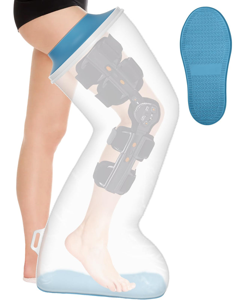 [Australia] - Waterproof Extra Wide Full Leg Cast Cover for Shower with Upgraded Non-Slip Bottom, Cast Protector for Shower after Leg Knee Surgeries, Large Cast, Knee Immobilizer/Brace, Walking Boots,Reusable New-Extra Wide Full Leg 
