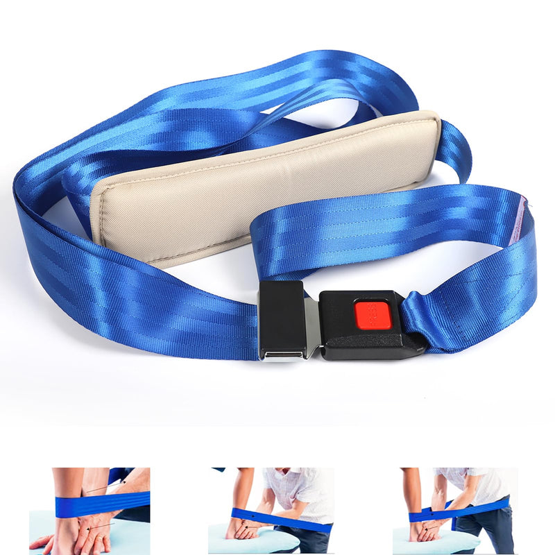 [Australia] - Mobilization Belt 2025 New with Adjustable Thick Cushioning Pad - Premium Mobilization Belt Physical Therapy, Designed for Physical Therapist Rehabilitation Therapy, Stretching, Mobility Blue 